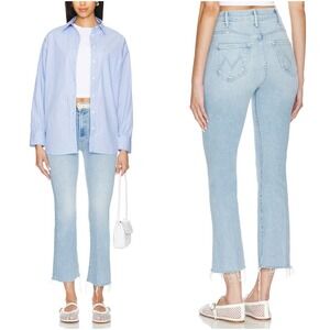 NWT Mother Hustler Ankle Fray Jeans Lost Art Light Blue High Rise Bootcut Sz 30